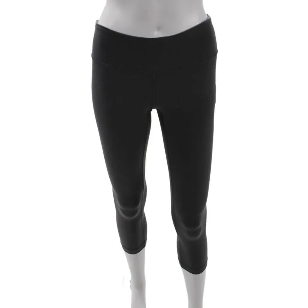 Lululemon Womens Black Capri Cropped Leggings Nylon Blend Size 2